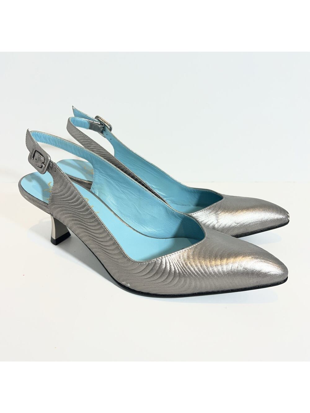 Thierry Rabotin Silver Slingback Heels 37
